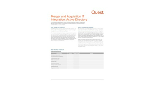 Merger and Acquisition IT Integration: Active Directory