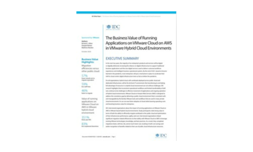 The Business Value of Running Applications on VMware Cloud on AWS in Hybrid Cloud Environments